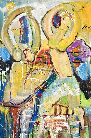 Chicas 2021 60x40 Huge Original Painting - Giora Angres