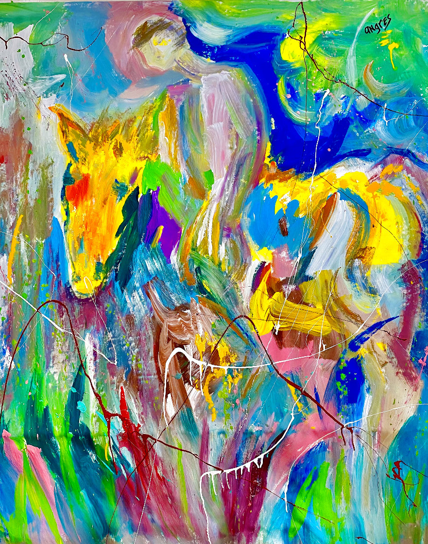 Horseman 2019 60x48 Huge Original Painting by Giora Angres