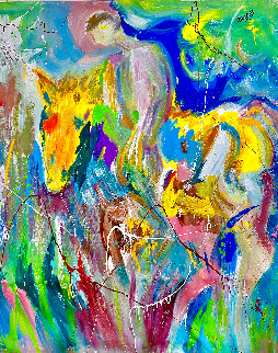 Horseman 2019 60x48 Huge Original Painting - Giora Angres Horseman 2019 60x48 Huge Original Painting - Giora Angres
