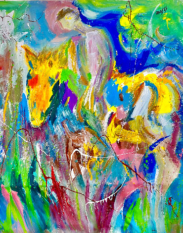 Horseman 2019 60x48 Huge Original Painting - Giora Angres