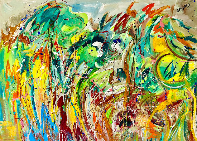 Wind Blown 2010 48x60 Huge - Hawaii Original Painting by Giora Angres