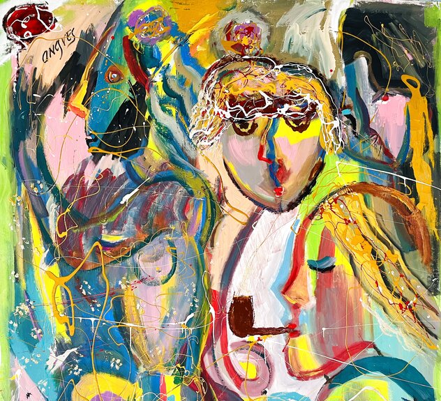 Sharing 2016 46x48 Huge Original Painting by Giora Angres