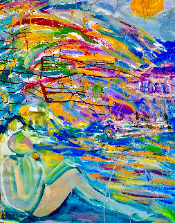 Island Sunset 2012 48x40 Huge Original Painting - Giora Angres