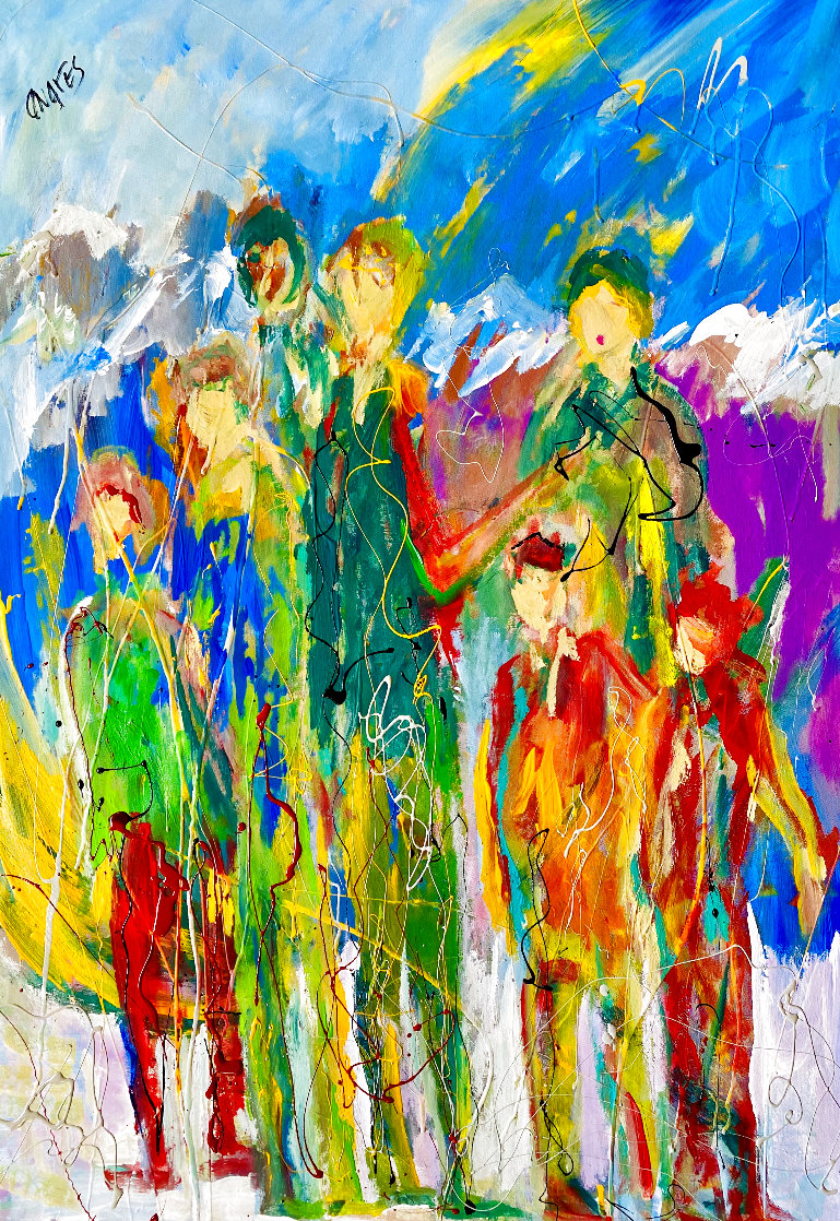 Ski Lessons 2014 44x30 Huge  Original Painting by Giora Angres