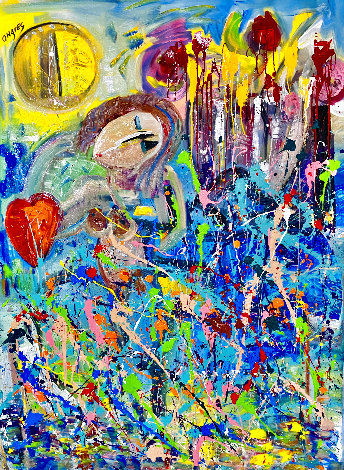 Love in Winter 2017 60x48 Huge Original Painting - Giora Angres