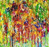 Save the Trees: Autumn in Central Park 2017 48x48 Huge Original Painting by Giora Angres - 1