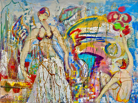 Felices Fiestas 2016 46x58 Huge Original Painting - Giora Angres