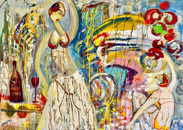 Felices Fiestas 2016 46x58 - Mixed Media on Canvas - Huge Original Painting by Giora Angres