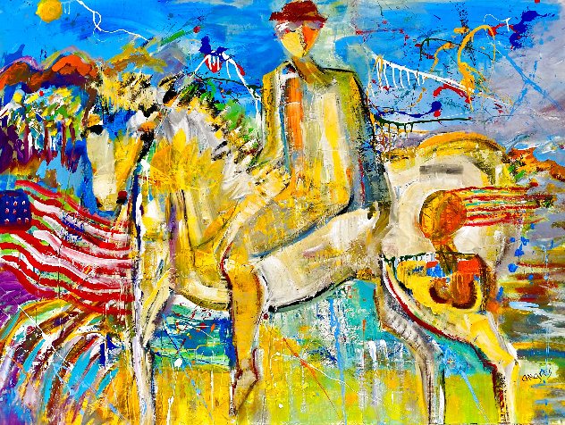 Going West 2014 46x58 - Huge Original Painting by Giora Angres