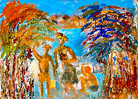 Clambake 2012 48x58 Huge Original Painting by Giora Angres - 1