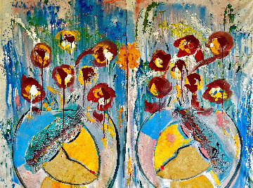 In Love 2019  46x30 Set of 2 Diptych Huge  Original Painting - Giora Angres