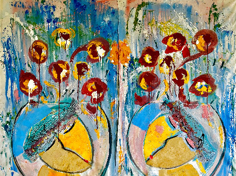 In Love 2019  46x30 Set of 2 Diptych Huge Original Painting - Giora Angres