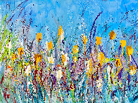 Bees And Sky 2021 48x58 Huge Original Painting by Giora Angres - 0 Bees And Sky 2021 48x58 Huge Original Painting by Giora Angres - 0