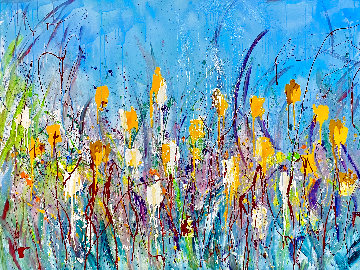 Bees And Sky 2021 48x58 Huge Original Painting - Giora Angres