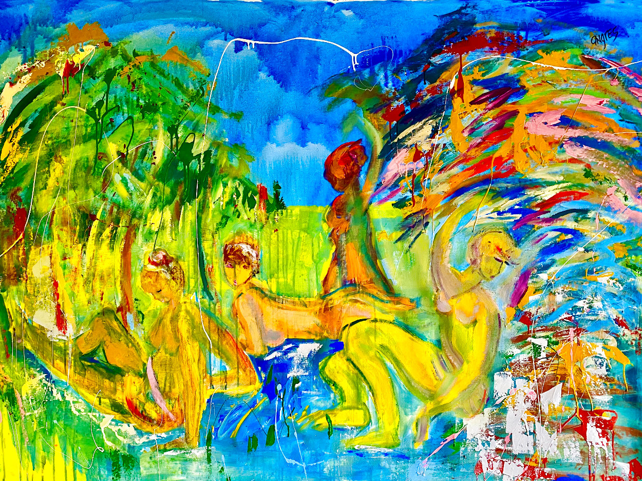 Bathers 2015 48x58 Huge Original Painting by Giora Angres