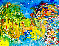 Bathers 2015 48x58 Huge Original Painting by Giora Angres - 1
