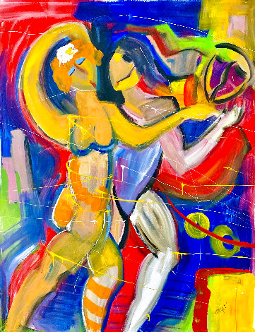 Togetherness 2015 48x60 Huge Original Painting - Giora Angres