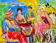 Mother And Her Daughters 2002 48x60 Huge  Original Painting by Giora Angres - 0