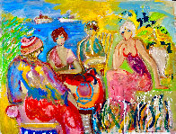 Mother And Her Daughters 2002 48x60 Huge  Original Painting by Giora Angres - 1