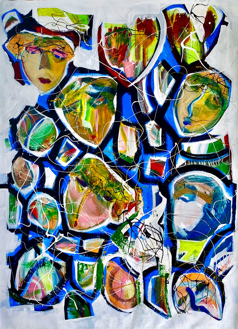 Close Friends 2014 58x46 Huge Original Painting by Giora Angres