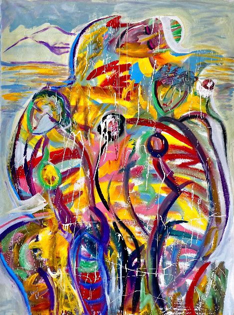 Celebrating Mom 2015 48x60 Huge Original Painting by Giora Angres