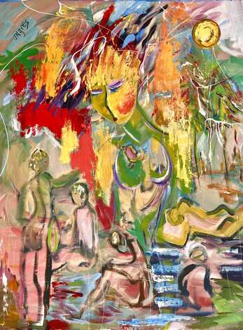 Sunshower 2015 -  62x46 Original Painting - Giora Angres