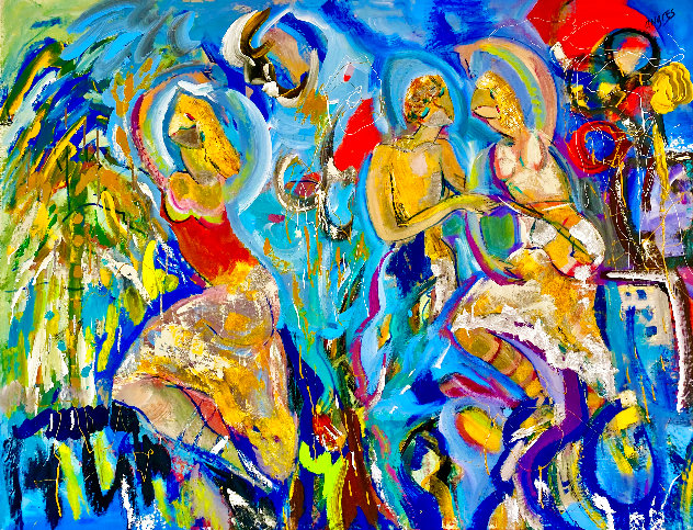 Warm Up 2002 49x60 Huge Original Painting by Giora Angres