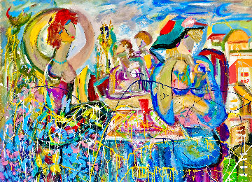 Ladies Night 1998 48x60 Huge Original Painting - Giora Angres Ladies Night 1998 48x60 Huge Original Painting - Giora Angres