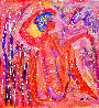 Lady in Red 1998 32x30 Original Painting by Giora Angres - 1