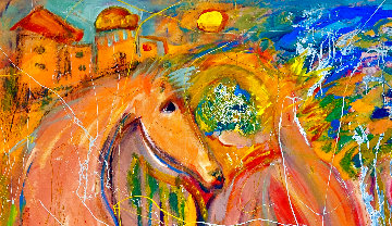 Horse  Love 2017 40x56 Huge Original Painting - Giora Angres