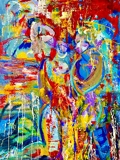 Faces I Remember 2022 60x48 Huge  Original Painting - Giora Angres