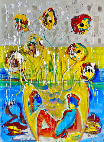 Love And Passion 2018 - 60x46 Huge Original Painting - Giora Angres