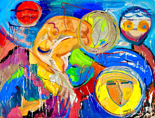 Peace on Earth 2014 48x60 Huge! Original Painting by Giora Angres