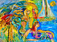 Sail Away 2015 48x60 Huge 3-D Texture Original Painting by Giora Angres - 0