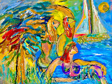 Sail Away 2015 48x60 Huge 3-D Texture Original Painting - Giora Angres