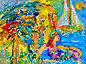 Sail Away 2015 48x60 Huge 3-D Texture Painting Original Painting by Giora Angres - 0