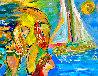 Sail Away 2015 48x60 Huge 3-D Texture Painting Original Painting by Giora Angres - 2