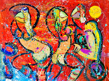 Dance in Heat 2016 48x60 Huge Original Painting - Giora Angres