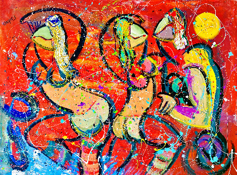 Dance in Heat 2016 48x60 Huge - Cabo San Lucas, Mexico Original Painting - Giora Angres