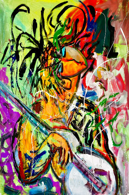 Playing By Heart 2004 56x44 Huge Original Painting - Giora Angres