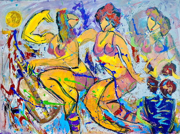 Tango Trio 2014 48x60 -Huge Original Painting by Giora Angres