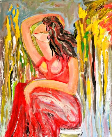 Solitude 2004 46x38 Huge Original Painting - Giora Angres