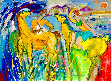 Sunset Sonata 2021 46x60 Huge Original Painting - Giora Angres