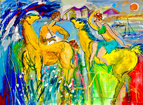 Sunset Sonata 2021 46x60 Huge Original Painting - Giora Angres