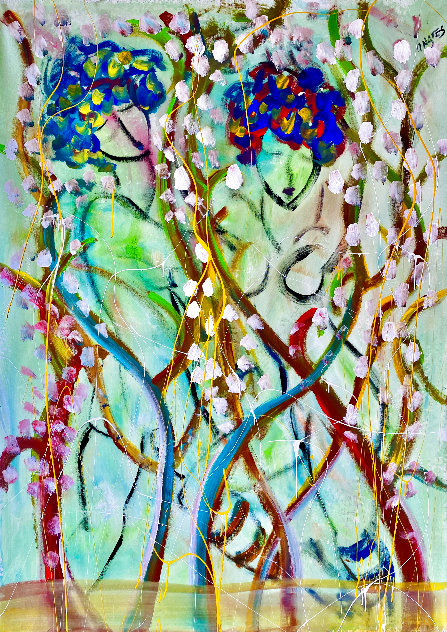 Couple in Love 2014 60x46 Huge Original Painting by Giora Angres