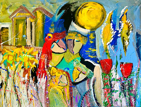Spring Faces 2018 46x60 Huge Original Painting - Giora Angres