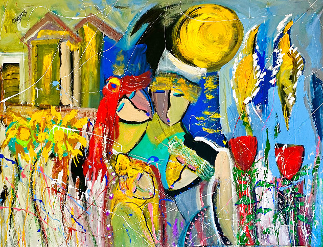 Spring Faces 2018 46x60 Huge Original Painting by Giora Angres
