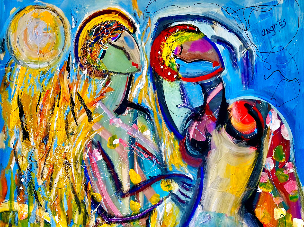 Sizzling Hot Love 2018 32x46 Original Painting by Giora Angres Sizzling Hot Love 2018 32x46 Original Painting by Giora Angres