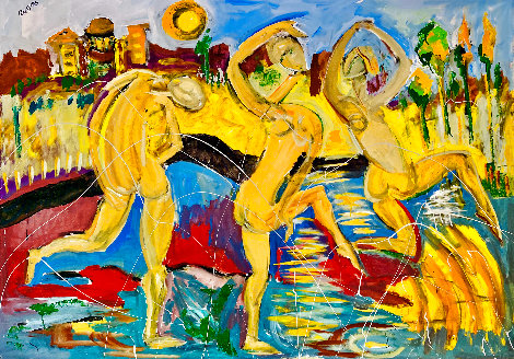 Locomotion in Motion - 2015 46x60 - Huge Original Painting - Giora Angres