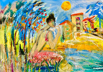 Farm Girl 2015 46x60 - Huge Original Painting - Giora Angres